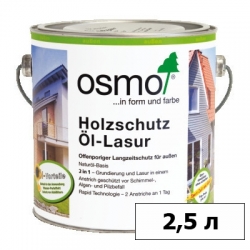 Защитное масло-лазурь OSMO (ОСМО) для древесины Holz-Schutz Oel Lasur — 2,5 л