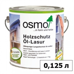 Защитное масло-лазурь OSMO (ОСМО) для древесины Holz-Schutz Oel Lasur — 0,125 л