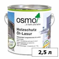 Защитное масло-лазурь OSMO (ОСМО) для древесины с эффектом серебра Holz-Schutz Oel Lasur Effect — 2,5 л