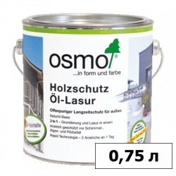 Защитное масло-лазурь OSMO (ОСМО) для древесины с эффектом серебра Holz-Schutz Oel Lasur Effect — 0,75 л